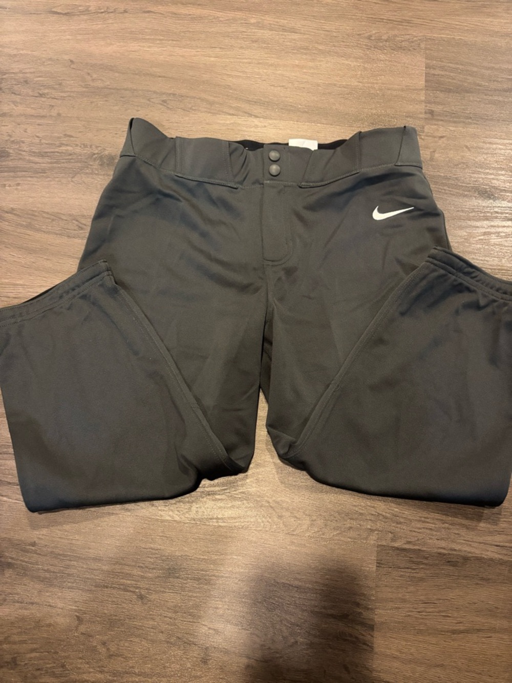 Nike Black and Gray Athletic Pants with Swoosh Tag
